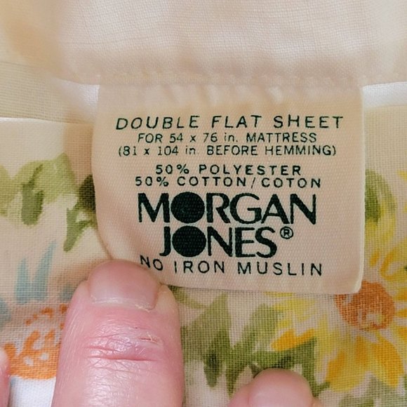 Morgan Jones Vintage Double Full Flat Sheet Pillowcase No Iron Muslin floral - Picture 4 of 12